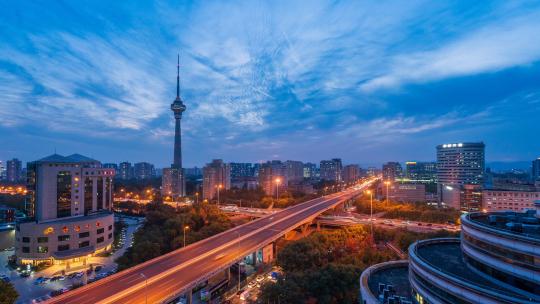 北京海淀航天桥中央电视塔日转夜视频素材模板下载