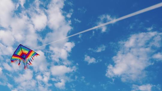 放风筝 空中飞翔的风筝视频素材模板下载