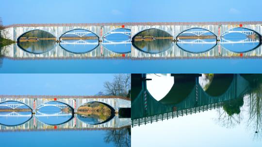 桃花源景区石拱桥风景高清在线视频素材下载