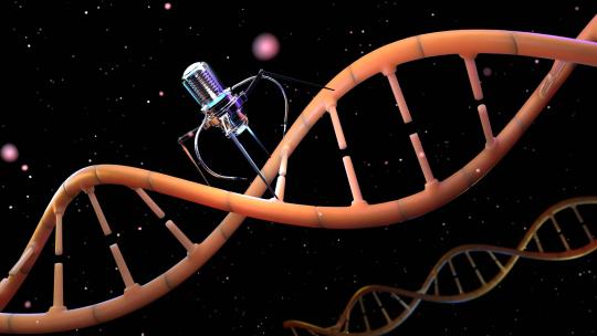 纳米机器人正在修复受损的 DNA基因链4K