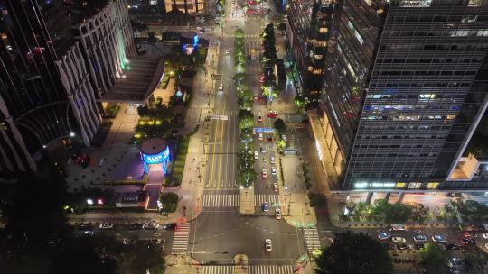 4K深圳福田区CBD城市夜景航拍视频素材模板下载