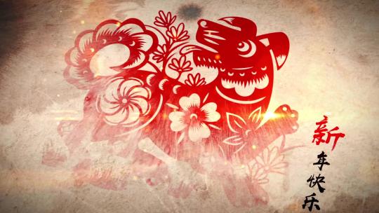 水墨中国风剪纸企业年会开场片头AE模板