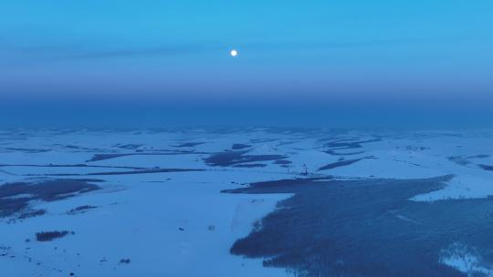 航拍4K月光雪原