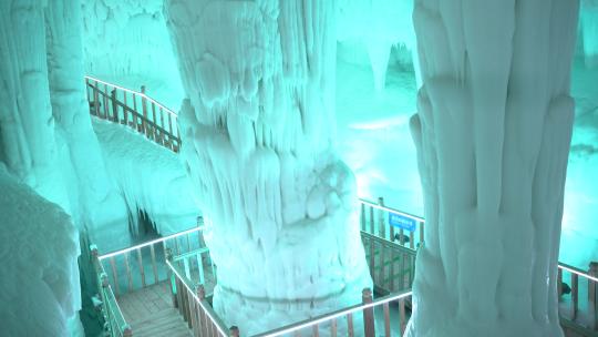 山西临汾旅游5A级景区云丘山千年冰洞风景视频素材模板下载