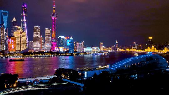 上海虹口区夜景航拍