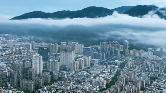台州临海城市风景云海风光航拍合集高清在线视频素材下载