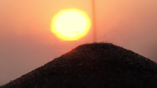 夕阳沙漏微距特写实拍镜头