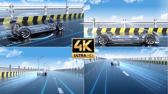 AE 科技环保 智能汽车 充电 桥面行驶高清AE视频素材下载