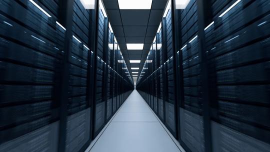 现代数据中心强大的服务器机房 云数据存储