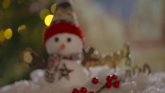 唯美欧美圣诞节氛围圣诞树雪花冰雪雪人空镜