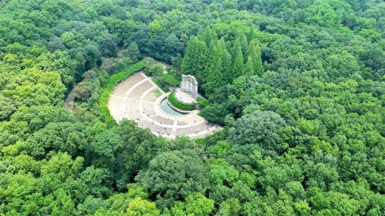 南京钟山风景区音乐台航拍风光