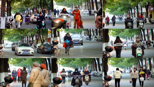 湖北襄阳城市街景行人车辆交通高清在线视频素材下载