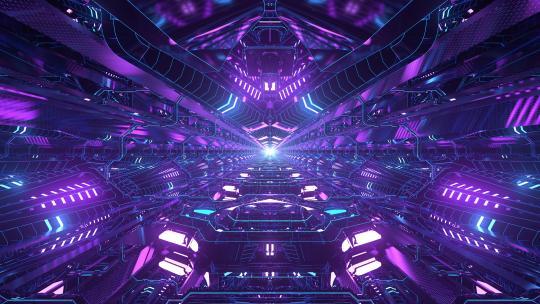 复杂的科幻结构紫色隧道VJ循环