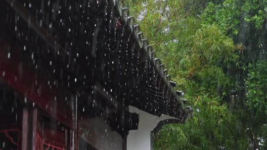 雨天下雨古建筑屋檐雨滴古风意境