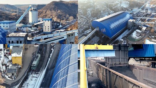 航拍煤炭能源煤炭装车火车运输煤矿生产铁路视频素材模板下载