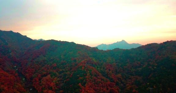 航拍北京慕田峪长城深秋秋季景色