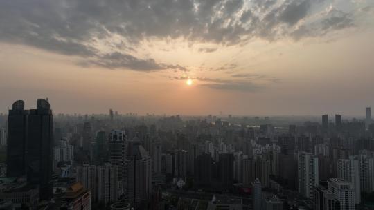 上海清晨日出航拍视频素材模板下载