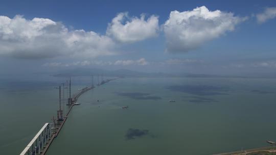 珠海正在建设的海上大桥航拍