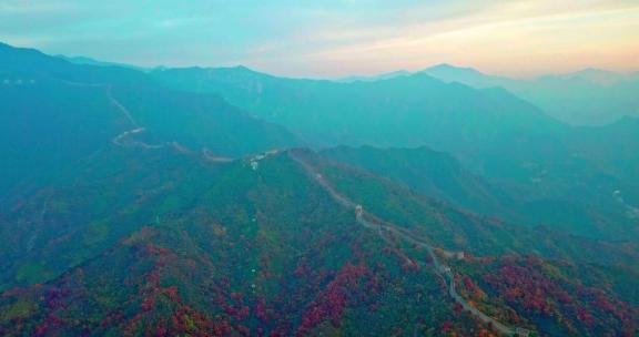 航拍北京慕田峪长城深秋秋季景色