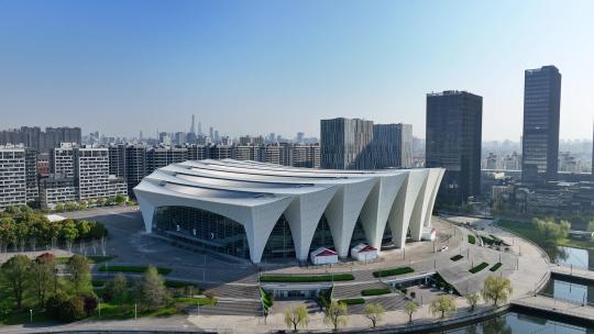 上海东方体育中心浦东建设前滩发展特写航拍