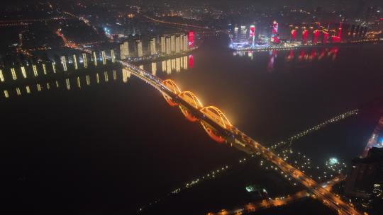 长沙岳麓区夜景航拍