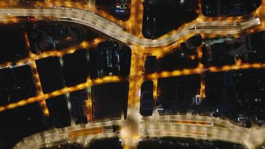 航拍城市夜晚道路视频素材模板下载
