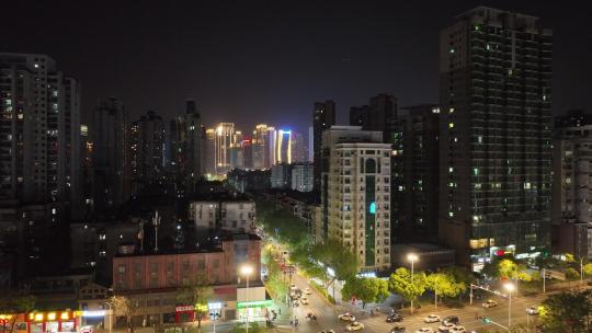 武汉江汉区夜景航拍