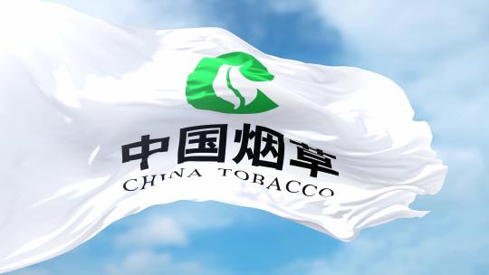 中国烟草旗帜迎风飘扬视频素材模板下载