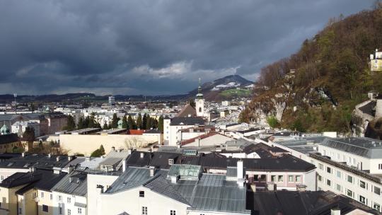 4K航拍奥地利萨尔茨堡城市建筑旅游度假
