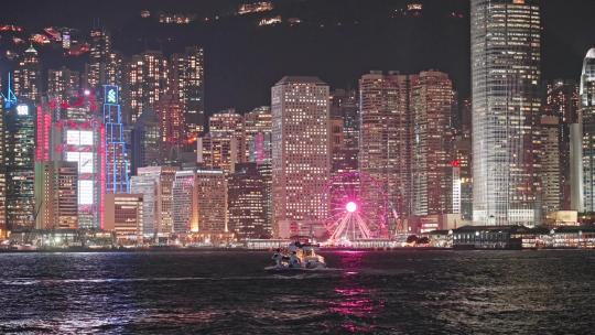 香港维多利亚港城市夜景视频素材模板下载
