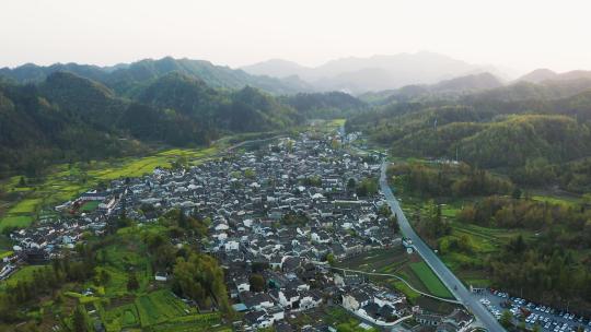 安徽黄山市黟县西递古村徽派村落航拍