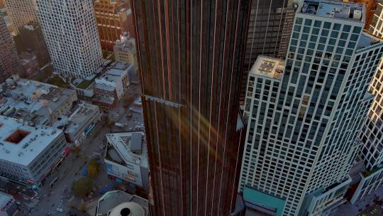 城市航拍纽约布鲁克林塔日出曼哈顿摩天大楼