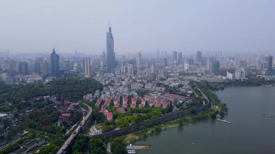 4k 航拍江苏南京城市建筑天际线