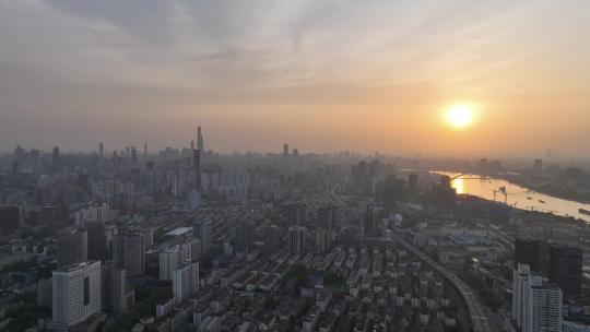 上海清晨日出航拍视频素材模板下载