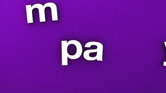 紫色背景前的英文单词