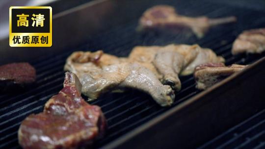 炭火烤肉韩式烧烤烤肉美食晚餐
