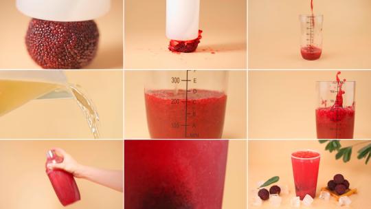 新鲜杨梅杨梅汁水果饮品广告创意实拍高清在线视频素材下载