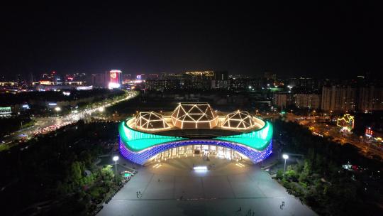 云南文化艺术中心夜景灯光航拍