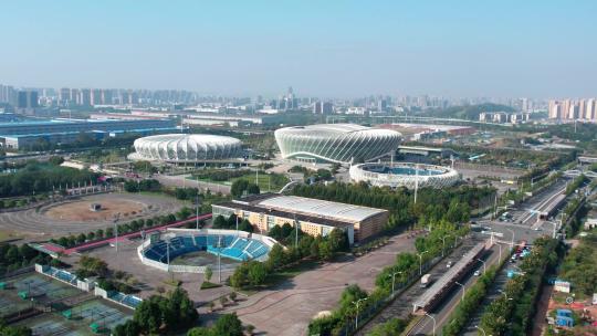 武汉江夏光谷国际网球中心健身体育场馆航拍