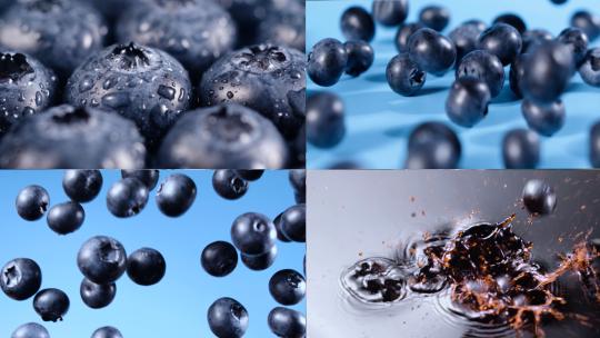 蓝莓升格  蓝莓素材  蓝莓掉在蓝莓汁里高清在线视频素材下载
