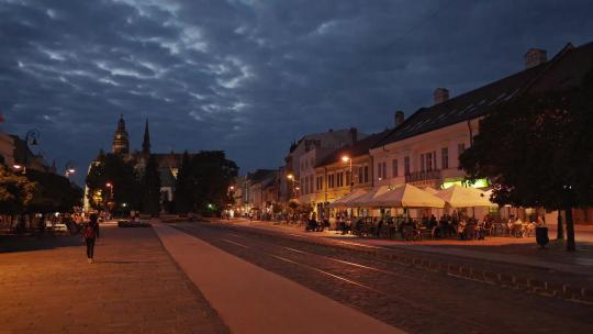 斯洛伐克科希策市夜景视频素材模板下载