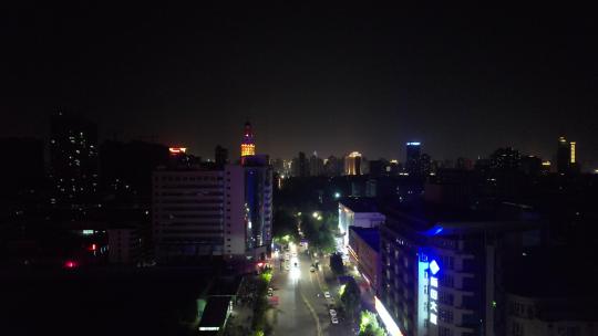 河南郑州城市夜景灯光航拍