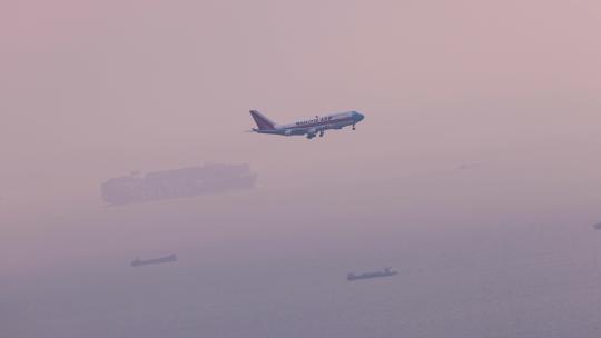 深圳机场飞机起飞降落视频素材模板下载
