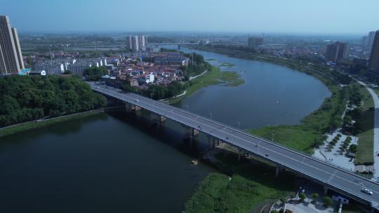 武汉黄陂前川滠水河双凤大桥航拍