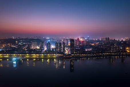 泸州东门口航拍夜景延时高清在线视频素材下载