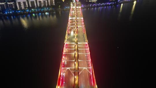 广西柳州文惠桥夜景灯光航拍