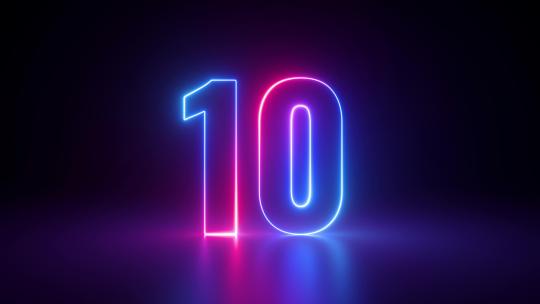 霓虹灯数字10秒倒计时