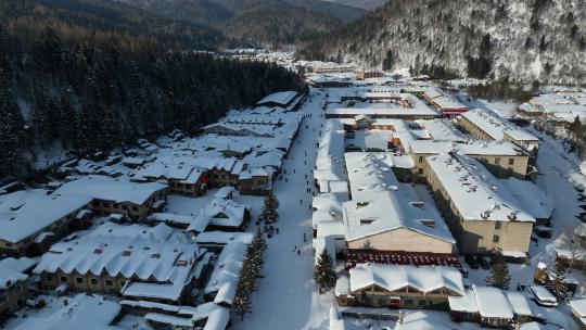 黑龙江雪乡冬季风光航拍