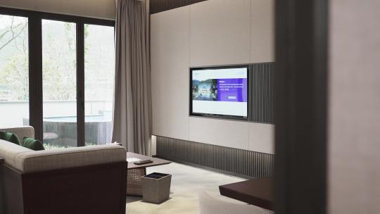 酒店客厅沙发和电视视频素材模板下载