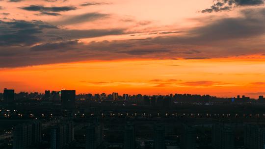 4k 城市晚霞延时 日转夜